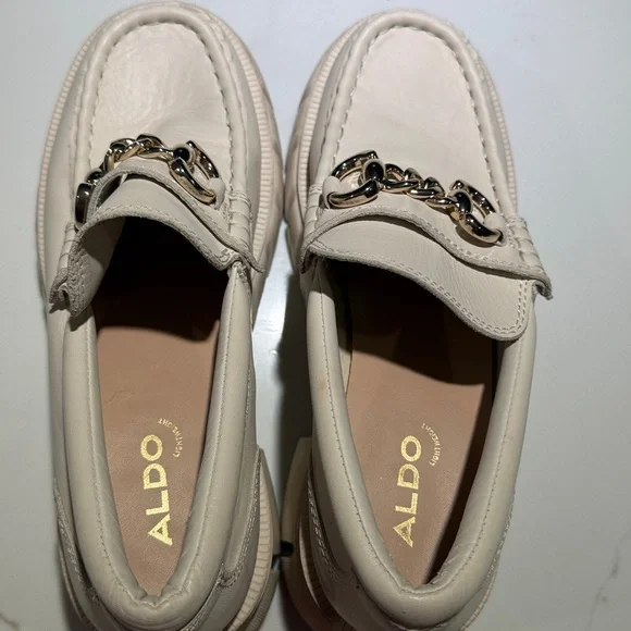 ALDO Lightweight Platform Chain Loafers Off White Size 8 - Picture 6 of 12